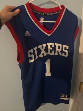 Adidas Philadelphia Sixers #1 Blue Basketball Jersey men’s small